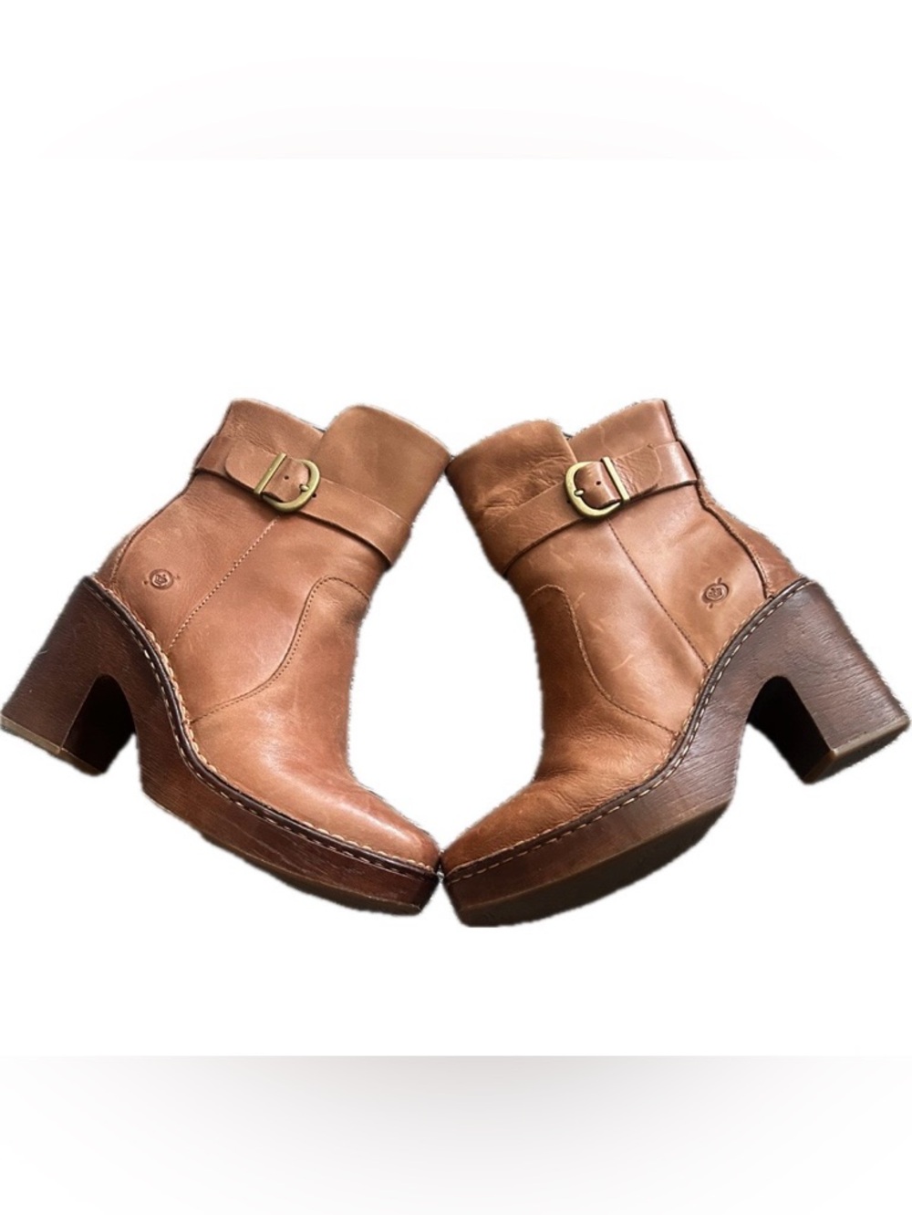 Born Sz 7.5 Women's Hailey Platform Bootie Brown Leather